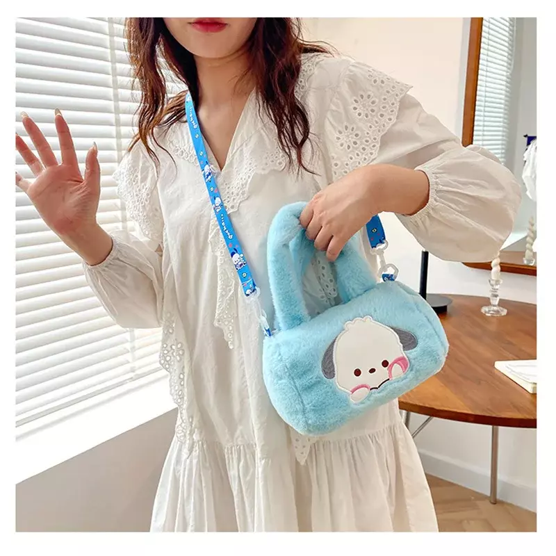 Sanurgente Cinnamoroll Sac à bandoulière en peluche pour enfants, Kuromi, Hello Kitty, Melody Anime Cosmetic, Kawaii Stuffed, Girls Gifts