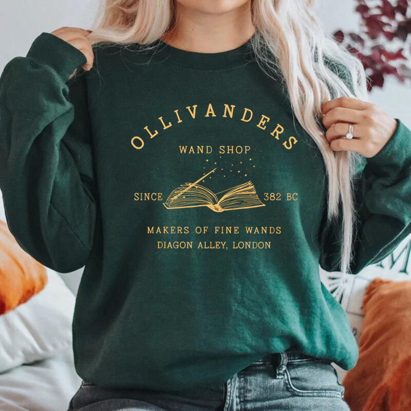 Wizard Book Shop 여성용 맨투맨 HP 스웨터, 긴팔 스웨터, 책 너드 풀오버, 팬 선물 후디