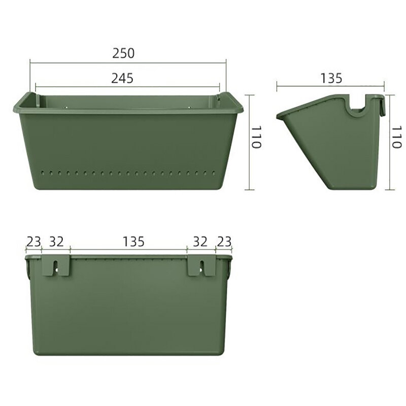 Parede pendurada Vertical Green Plastic Planting Box, Vaso de flores, Recipiente para jardim, Planta ao ar livre, Parede