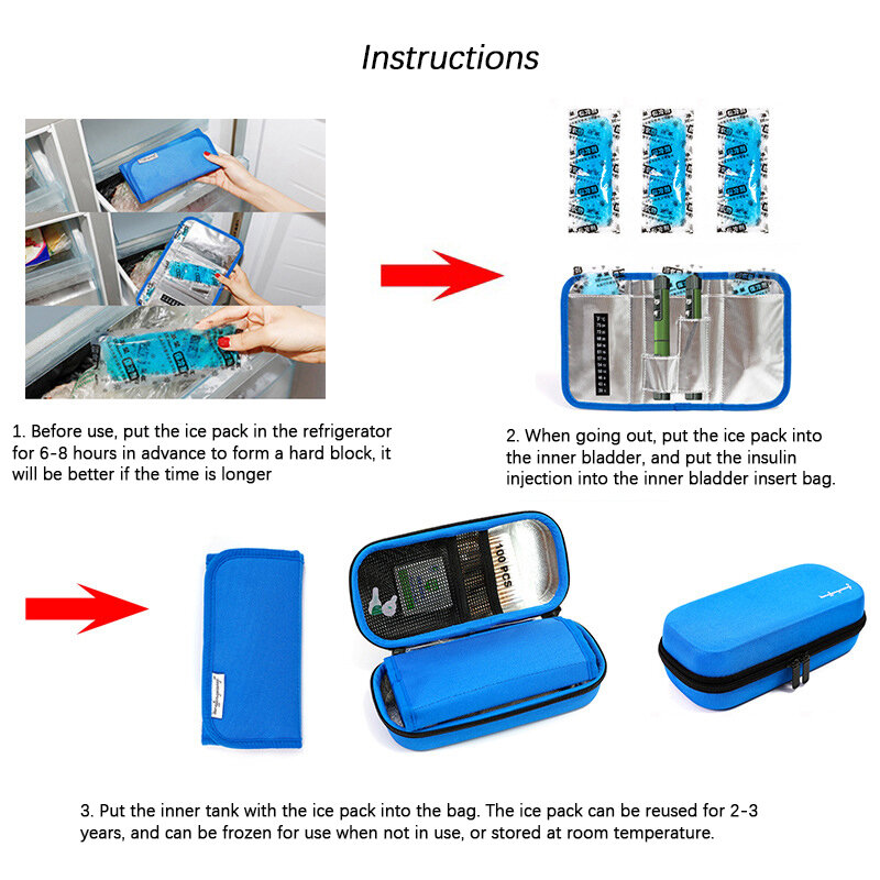Insulin Pen Medical Cooler Bag Caso de insulina diabética Protetor de armazenamento de refrigeração Caixa de comprimidos Saco de gelo de folha de alumínio