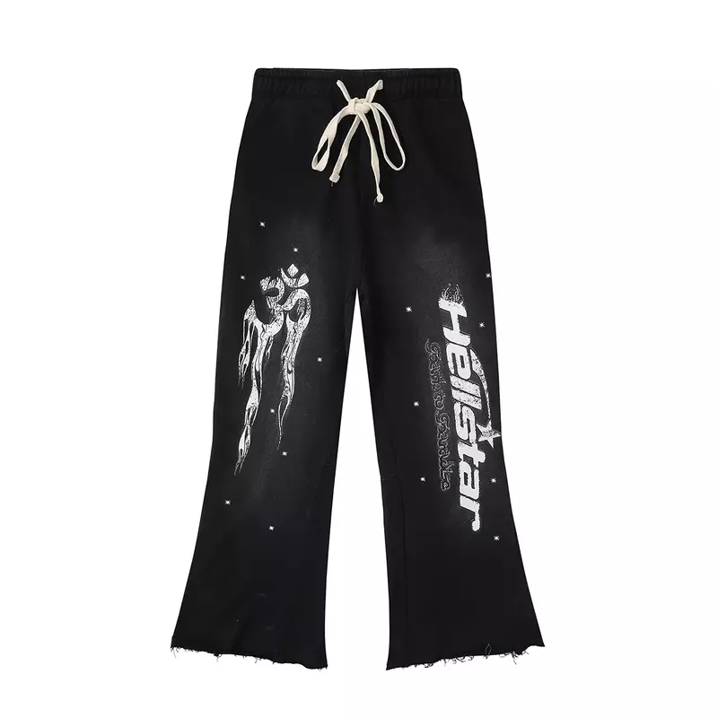 Hellstar New Men Women Casual Pants Loose Printed Pattern Hip-hop Retro Trend Couple Style
