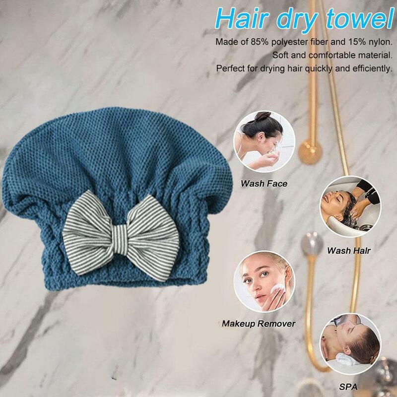 Bow Tie Shower Cap Hair Drying Bathroom Hats Wrapped TowelsQuick Dry Cap Women Dry Towel Hair Wiping Tool Bath Accessories