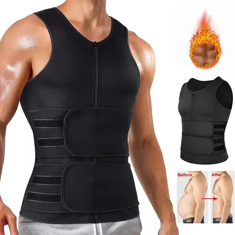Top Corset Slimming Shapewear Vest Abdomen Seamless Sweat Men Posture Body Trainer Shaper Double Waist Fitness Correct Burn Belt