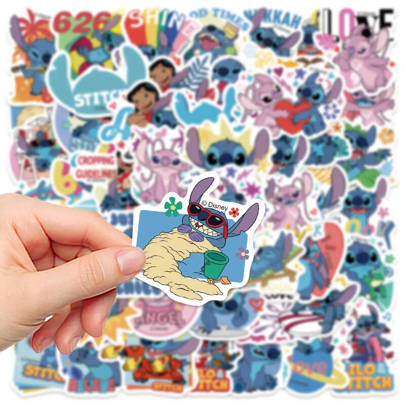 10/30/50 buah stiker Anime kilo Stitch kartun Disney tahan air PVC Skateboard bagasi Laptop mainan stiker anak-anak lucu