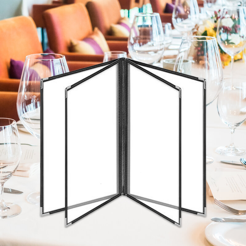 Menu Folder Double Panels Transparent Letter Size Holders Metal Corners Menu Covers for Hotel Restaurant Bar Cafe