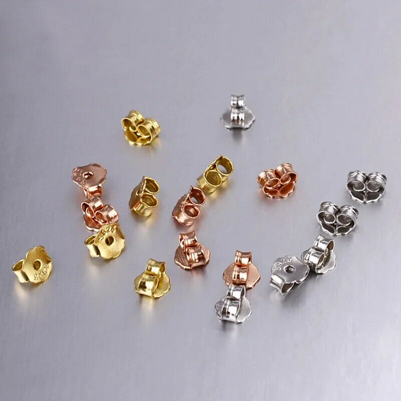 20PCS/set Metal S925 Silver Color Earring Backs Hooks Stoppers Ear Post Nuts Accessories for Making Stud Earrings Diy Wholesale