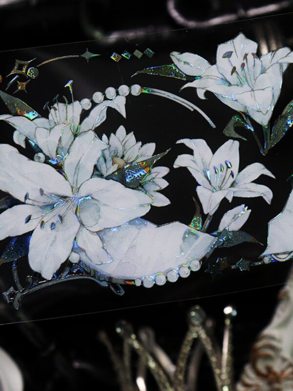 Винтажная Блестящая лента Washi для домашних животных с цветами лилии