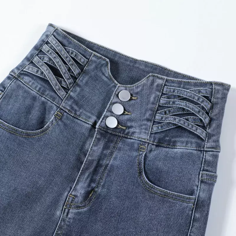 Celana Jeans Lebar Kaki Wanita Pinggang Tinggi Mode Wanita Musim Semi Musim Panas 2023 Celana Kapri Denim Wanita Longgar Celana Jeans Ibu