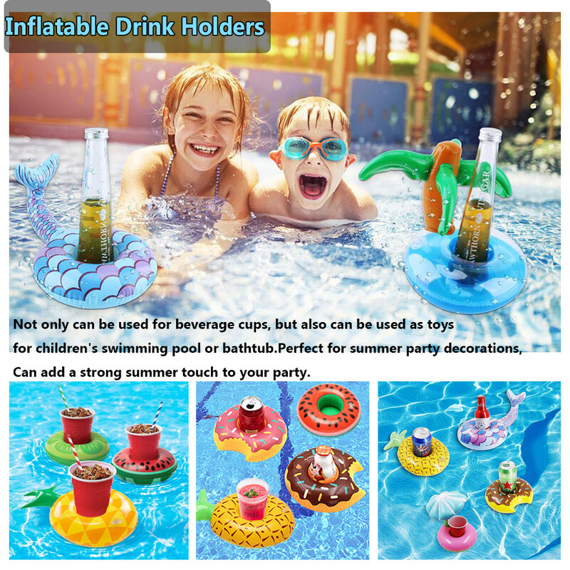 Posavasos de Bar para niños, flotadores inflables para bebidas en la piscina, portavasos inflables