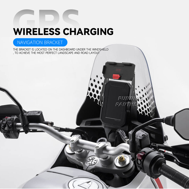 12MM 22MM Motorcycle USB Wireless Charger GPS Phone Holder Navigation Bracket Mount For Ducati Desert X DesertX 937 2022 2023