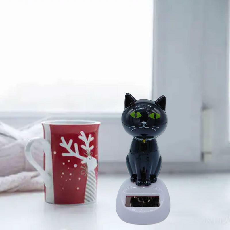 Luz de juguete alimentada por energía Solar para coche, tablero de gato oscilante de dibujos animados, muñecas animadas, cabeza Bobble, decoración de coche de gato para el hogar