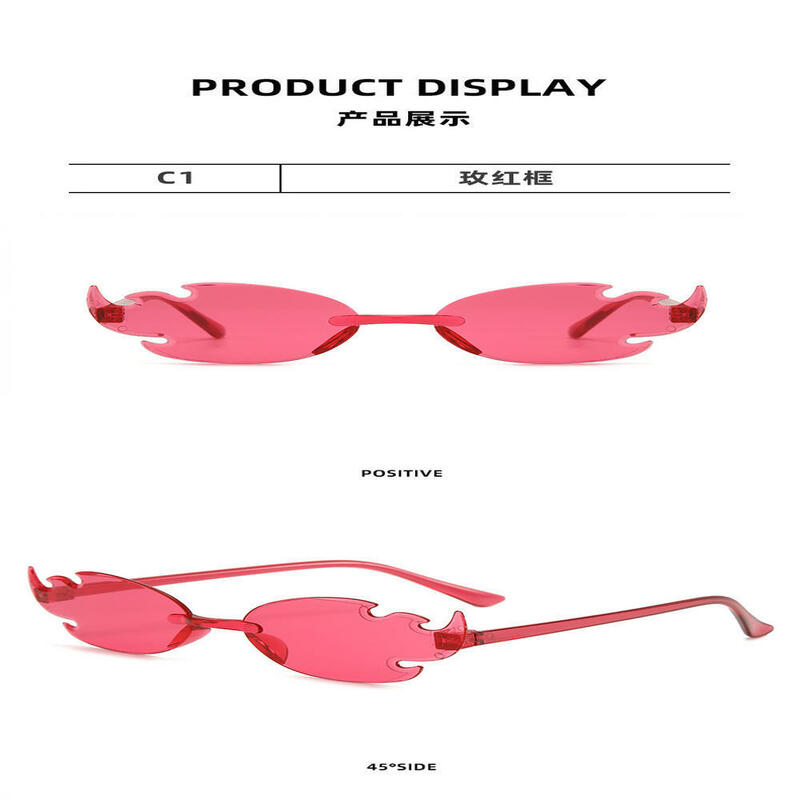 1pc Red Flame Frameless Candy Color Glasses European And American Personality Trend Party Car Accessories 2023 New