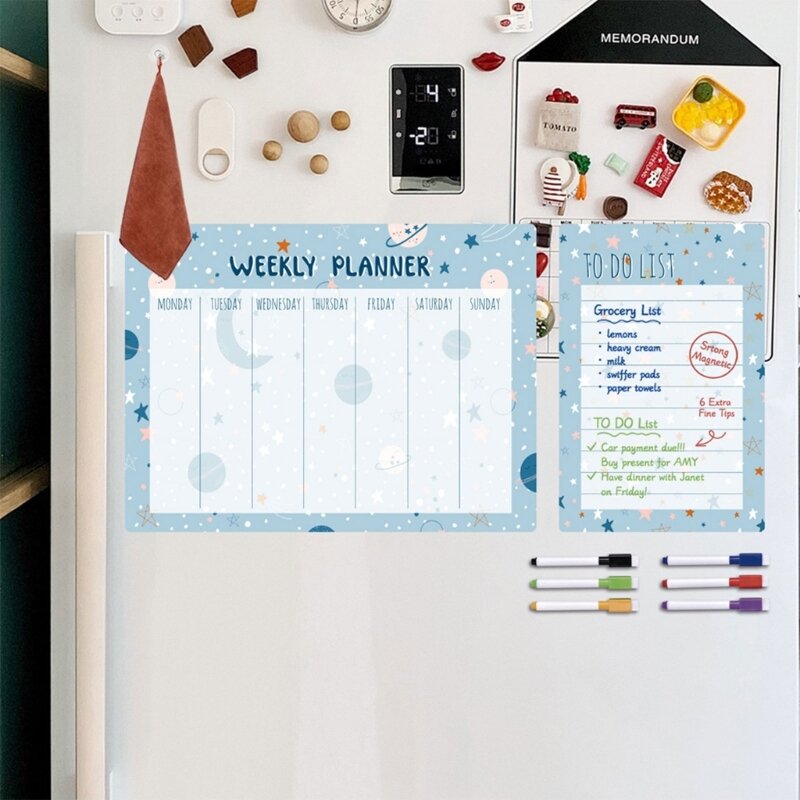 冷蔵庫用磁気ホワイトボードカレンダー、磁気カレンダーウィークリープランナー冷蔵庫カレンダーホワイトボードマンスリーToDoリストドロップシップ