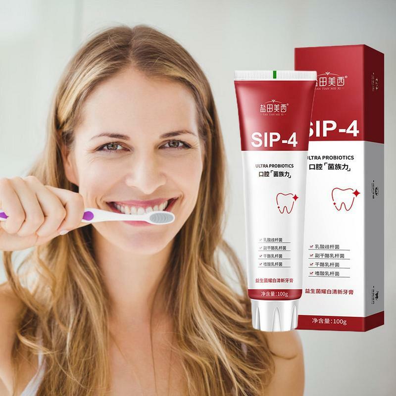 ยาสีฟันโปรไบโอติกสำหรับฟันผุ SP 4ฟันขาวช่วยทำความสะอาดฟันผุทำความสะอาดคราบจุลินทรีย์ที่กำจัดลมหายใจสดชื่นดูแลฟัน