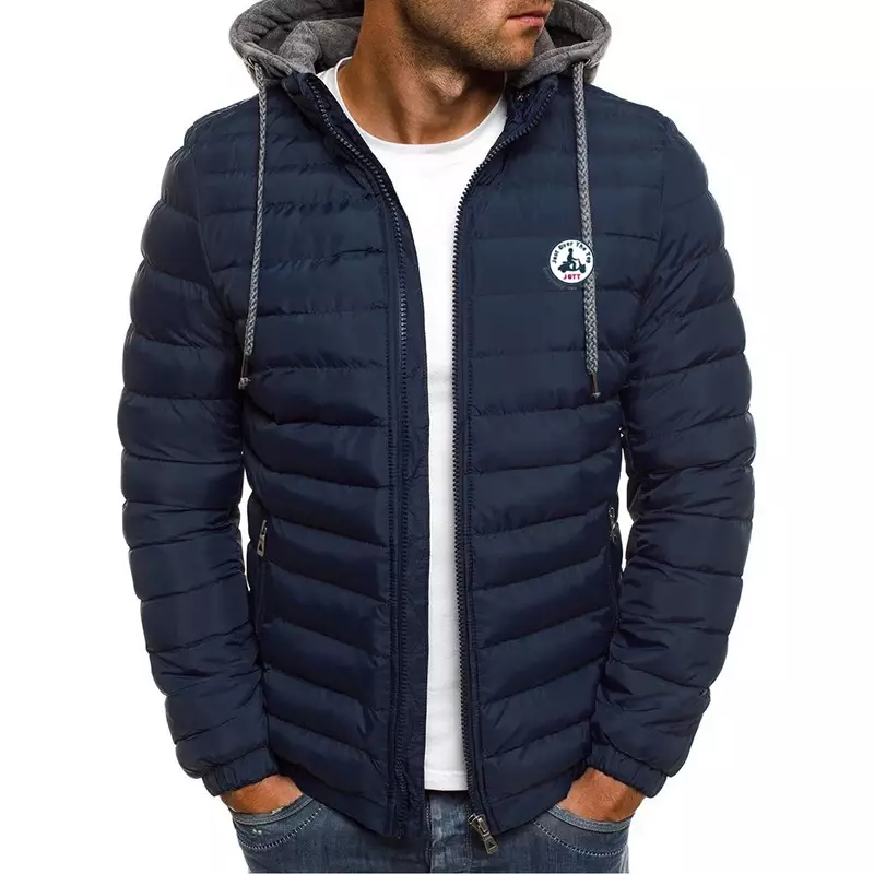 JOTT men's jacket, autumn and winter jacket, sportswear and leisure wear, cotton hooded jacket, light winter down jacket