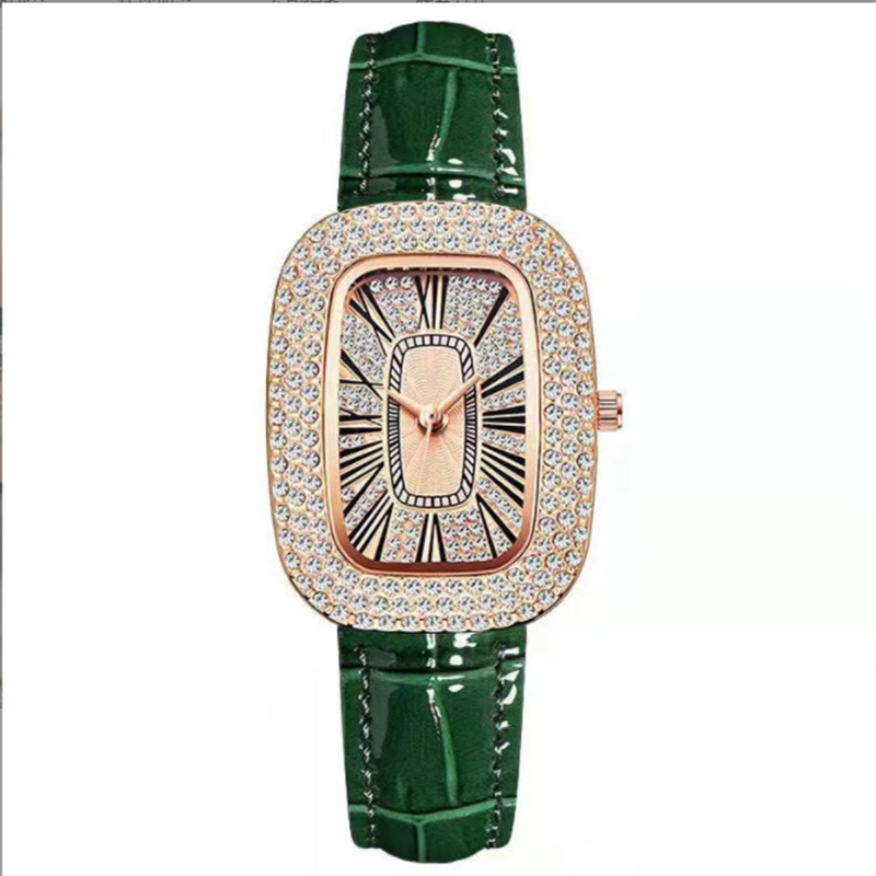 Luxo feminino casual relógios oval novo quartzo zircão relógio de pulso presente