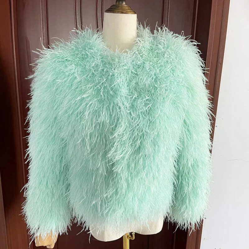 Feather Coat 2022 New Women's Autumn Winter Top Fashion Fur Coat Elegant Thick Warm Jacket Real Fur Coat Women