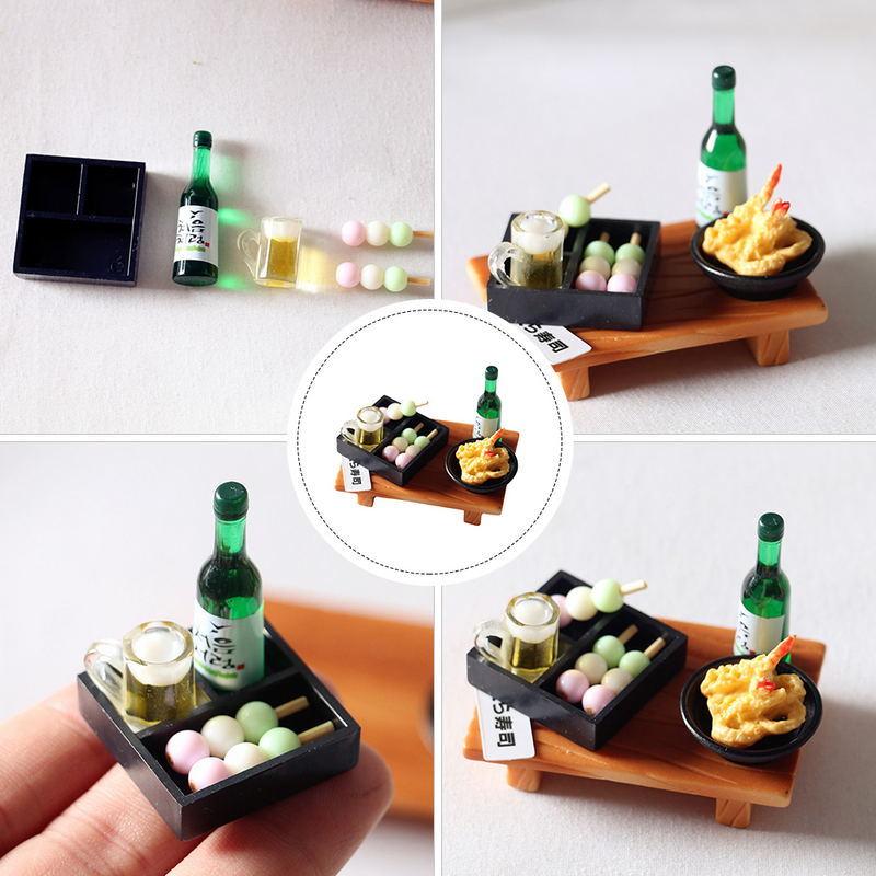 3 Pcs Tempura Bento Miniature Gifts Small Food Mini Foods Toys Model Miniatures Decor Supply Resin Sushi Ornament