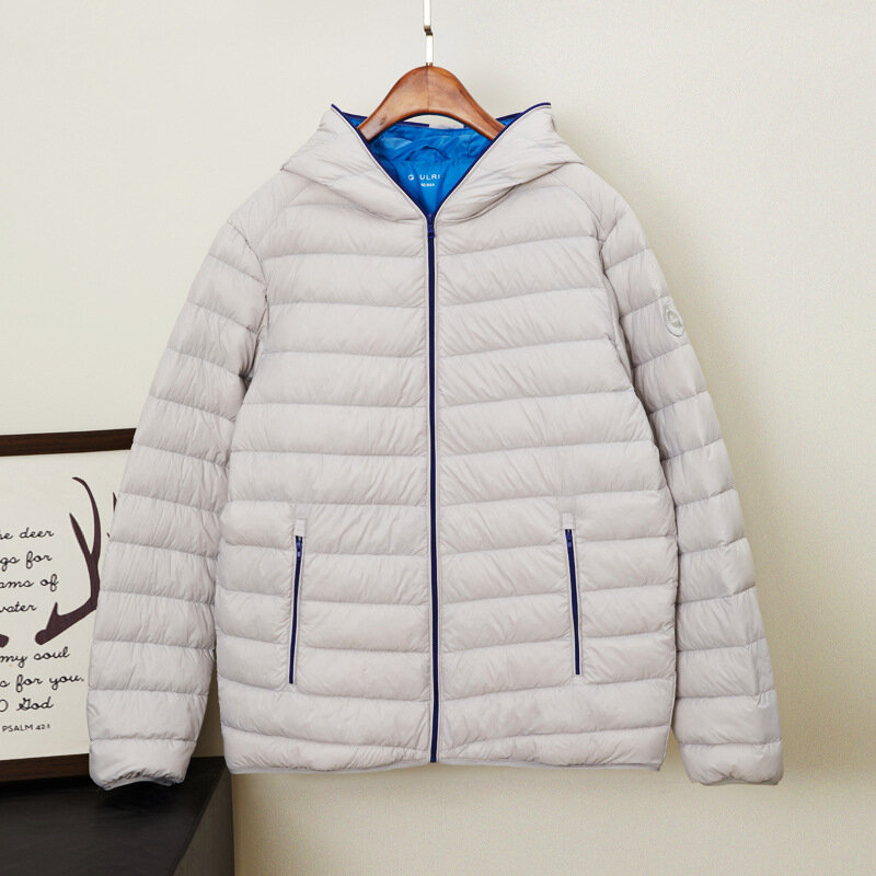 Down Jacket for Men Light and Thin Hooded Autumn and Winter Commuting Leisure Trend and White Duck Down Thin Coat