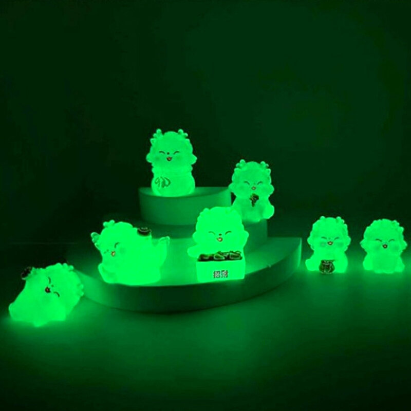 Cute Luminous Dragon Ornament Cartoon 2024 Year Of The Dragon Figurine Micro Landscape Decoration Dollhouse Toy