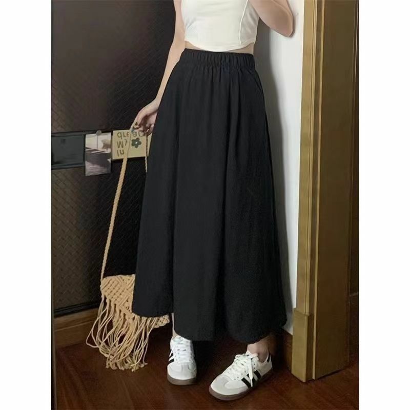 Summer 2024 New Elastic Waist Skirt High Waist Slim Large Swing Skirt Loose A-line Umbrella Skirt Yamamoto Skirt