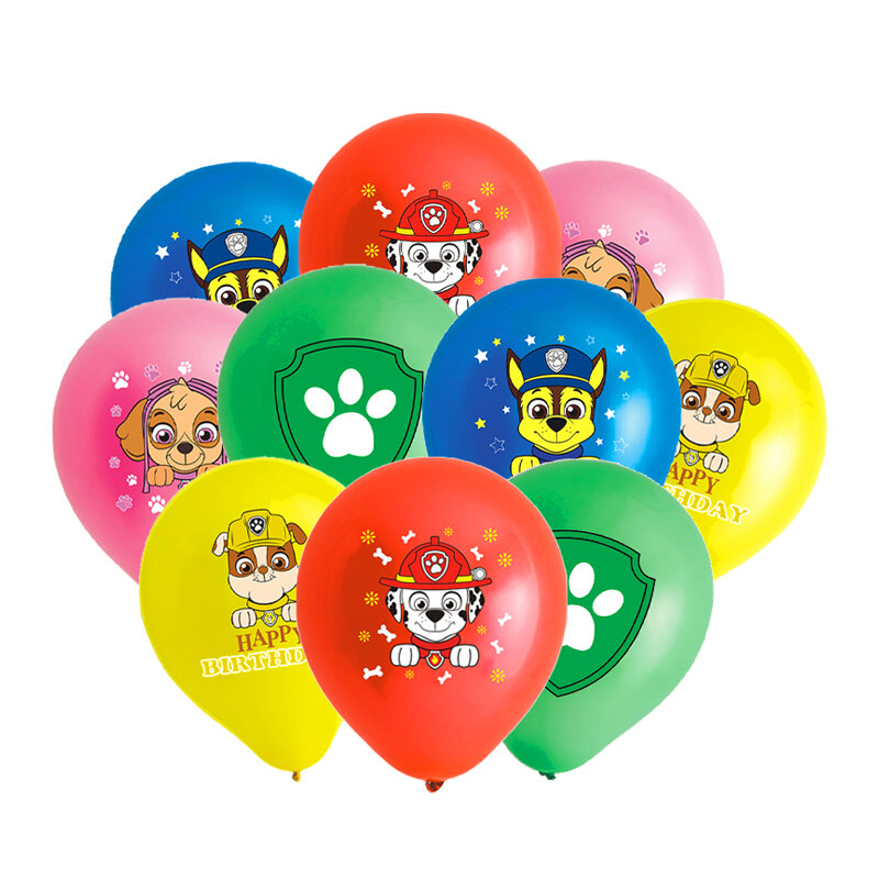 10 buah 12 inci Paw Patrol balon lateks warna Solid dekorasi pesta selamat ulang tahun anak-anak balon mainan Baby Shower Globos