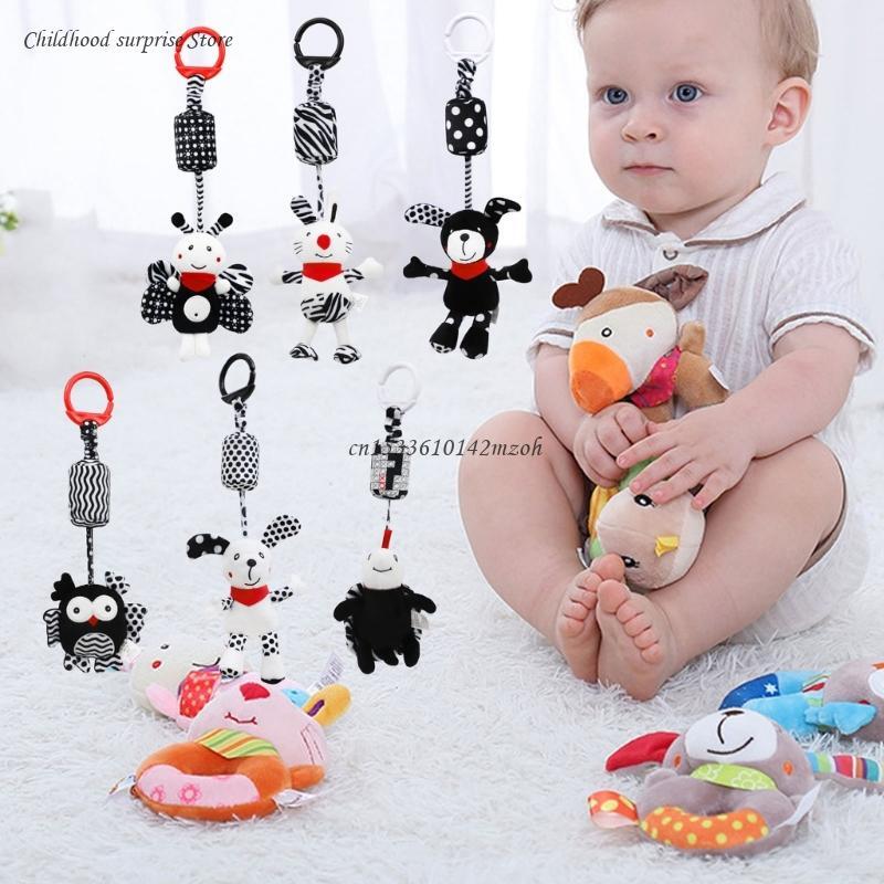 Baby Stroller Rattle Toy Pushchair Wind Pram Pendant Crib Hanging Bed Cartoon Animal Plush for Doll Infants Dropship