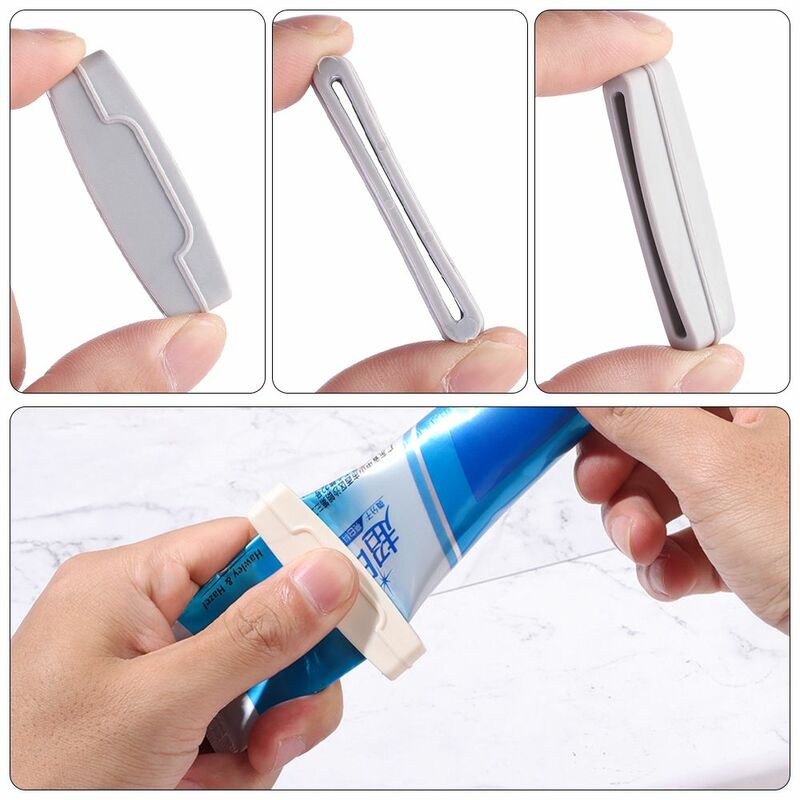 3PCS/Set Bathroom Supply Holder Stand Plastic Cosmetics Cleanser Extruder Toothbrush Holder Toothpaste Squeezer Rolling Tube