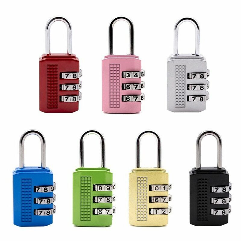 Segurança Combinação Lock com 3 Dígitos Senha, Mochila Zipper Lock, Cadeado de Bagagem, Dormitory Cabinet Lock