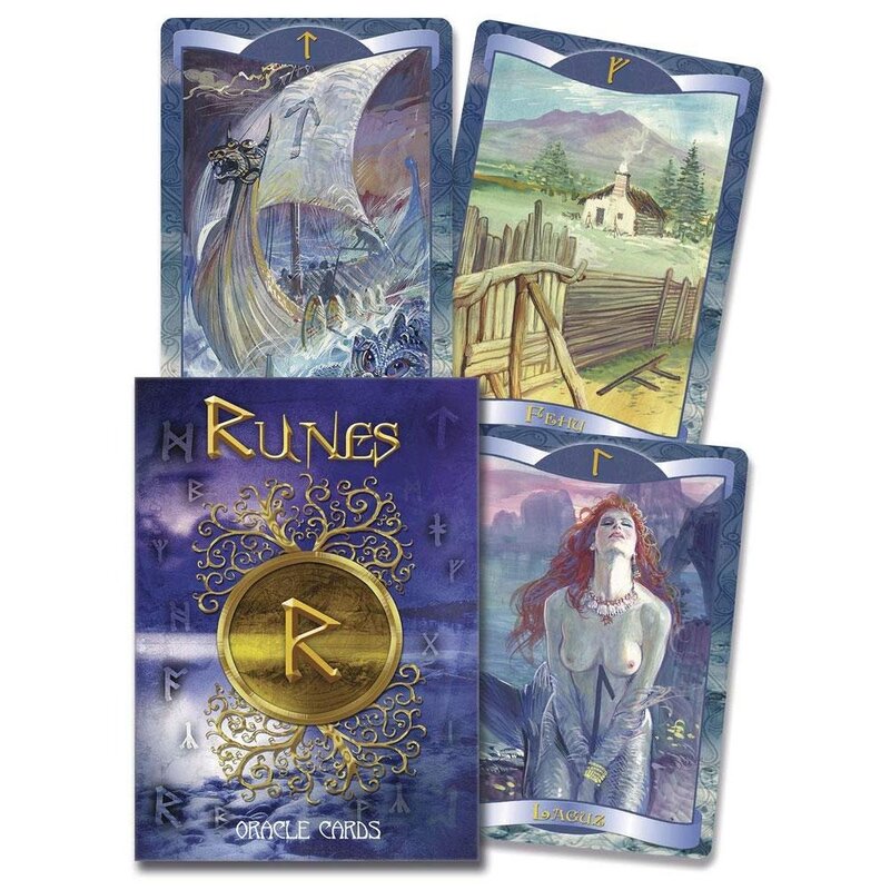 24 hojas de tarjetas de oráculo, runas Veriosn en inglés