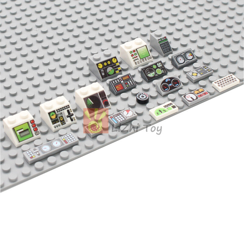 20pcs Printed Tile Instrument Meter Dash Keypad Control Center Panel Building Blocks Bricks Compatible with 85984 3039 3070 3069