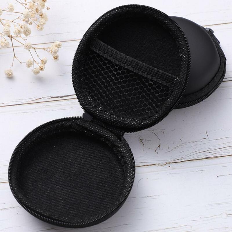 Headphone Storage Bag Travel-friendly Earphone Storage Case with Zipper Round Headset Headphone Box Mini Data Cable for Outdoor