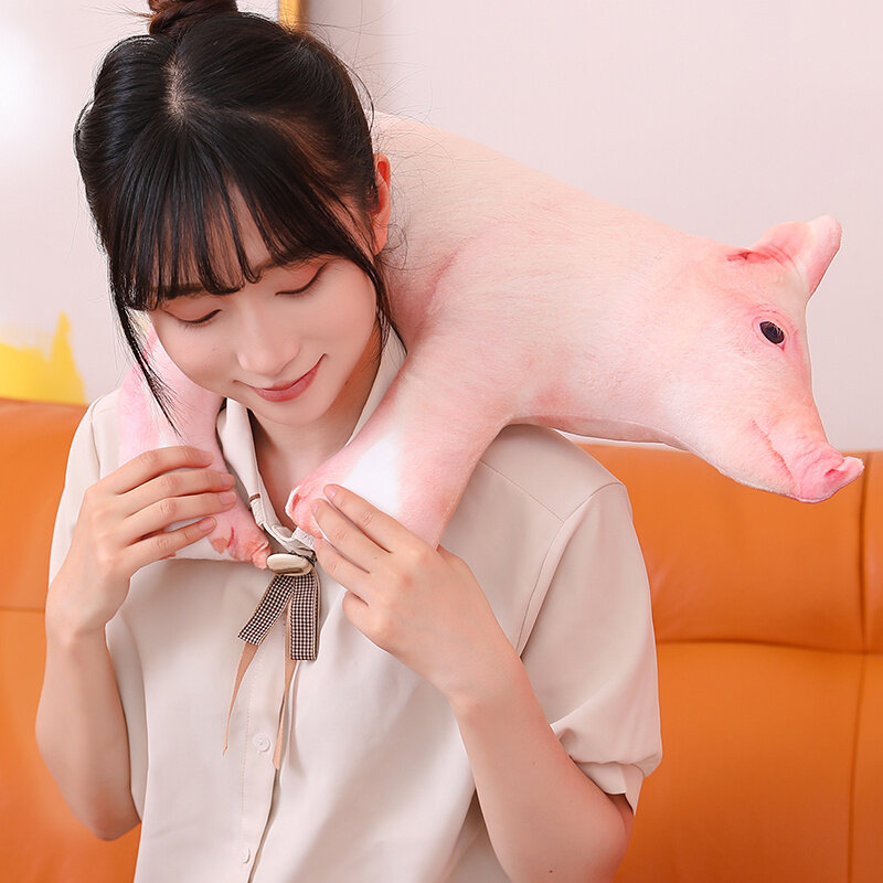 1PC 3D Simulation Pig Plush Pillow Stuffed Real Life Piggy Doll Funny Neck Pillow Soft Back Cushion Sofa Decor Gifts