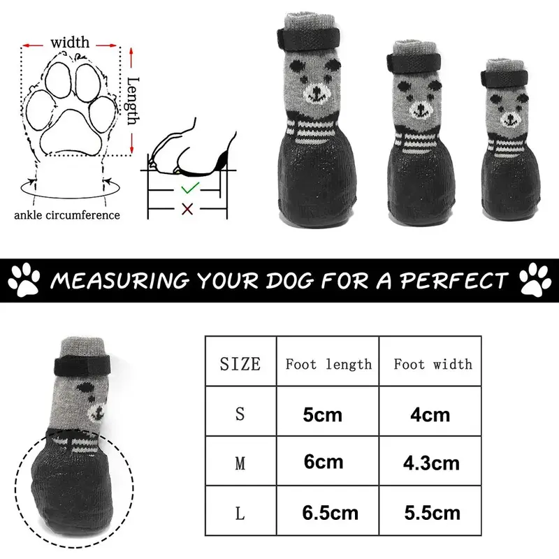 Dog Socks Waterproof Shoes Breathable Socks for Doggy Cat Non-Slip Soles Adjustable Small Dog Paw Socks for Indoor Outdoor