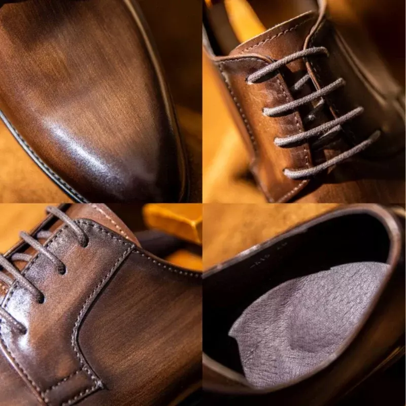 Sapatos de couro apontado masculino, Alta qualidade, Luxo, Casamento, Vestido, Cavalheiro, Escritório, Homem-sapato, 2023