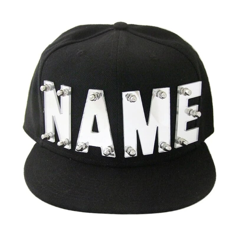 Personalizado Acrílico Nome Trucker Hat, Cap Carta personalizada, Hip Hop Chapéu Preto, Boné de beisebol, Presente para ele