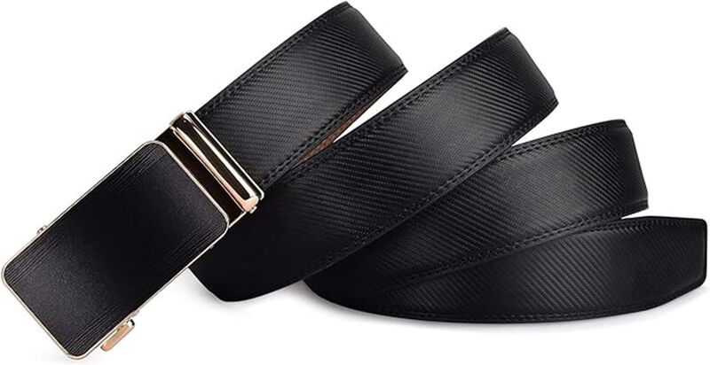 PlusZis-Cinturón de cuero negro con hebilla automática para hombre, cinturón de vestir de negocios a la moda, color marrón, paquete de dos