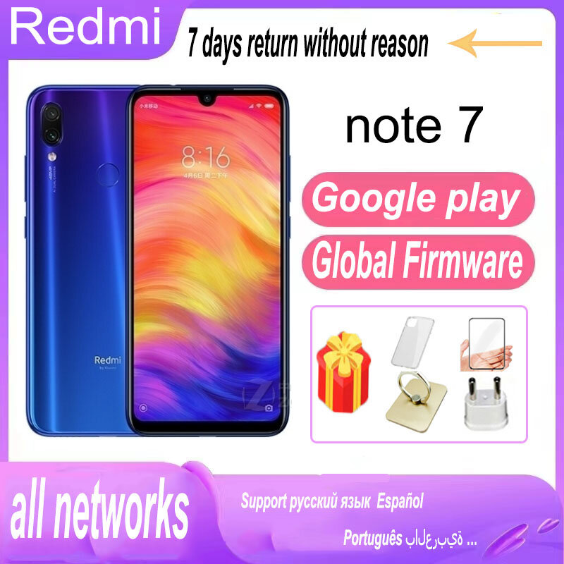 Smartphone Xiaomi Redmi Note 7 globale Firmware 6g 64g Handy Handy Original