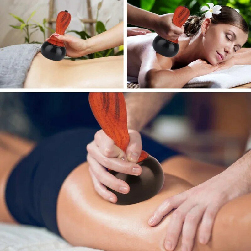 Hot Stone Electric Gua Sha Massager Natural Bianstone GuaSha Scraping Back Neck Face Relax Muscles Massage Skin Lift Care Spa