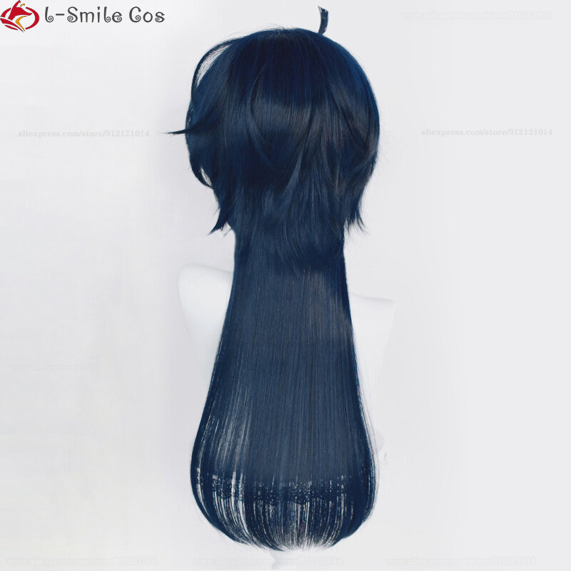 애니메이션 코스프레 Vanitas 노 카르테 가발, 68cm 길이, 블루 블랙 내열성 헤어 가발 귀걸이 및 가발 캡