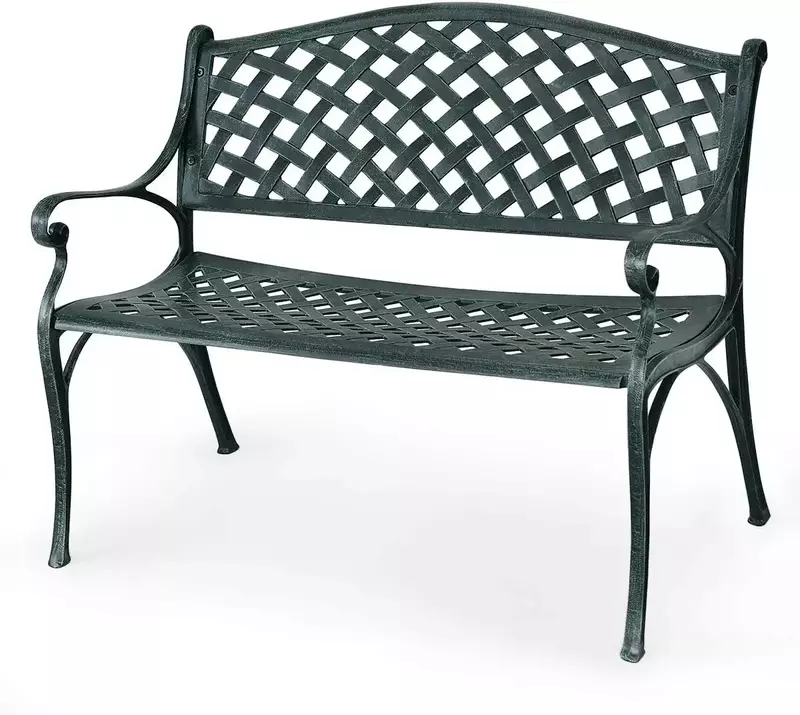 Ławka zewnętrzna, ławka ogrodowa z aluminiowymi siedzeniami ramowymi, pojemność 600 funtów, ławka parkowa na werandę, podwórko, ławka na Patio