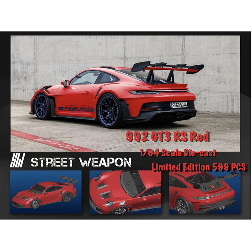 PreSale SW 1:64 911 992 GT3 RS Diecast Diorama Car Model Collection Miniature Carros Toys Street Weapon