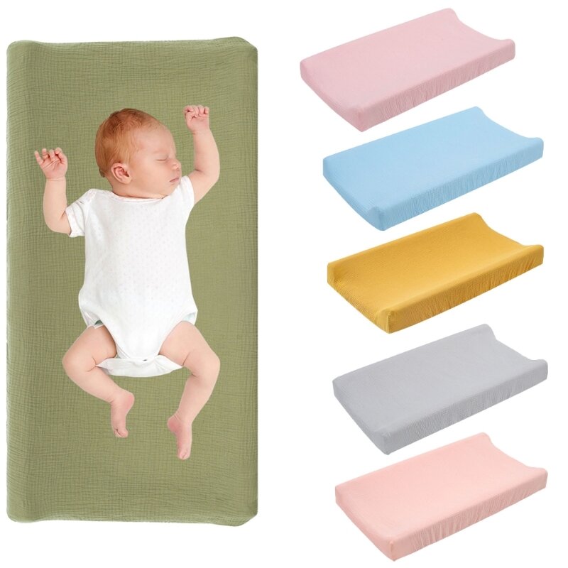 وسادة تغيير حفاضات الأطفال حديثي الولادة، غطاء ناعم قابل للتمدد من الموسلين يسمح بالتهوية، غطاء طاولة تغيير لغطاء الأريكة