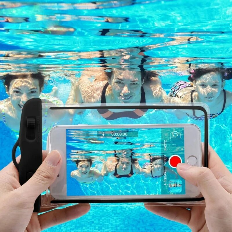 Saco impermeável transparente do telefone móvel universal três-camada selado à deriva praia pesca subaquática 6 polegada natação saco seco