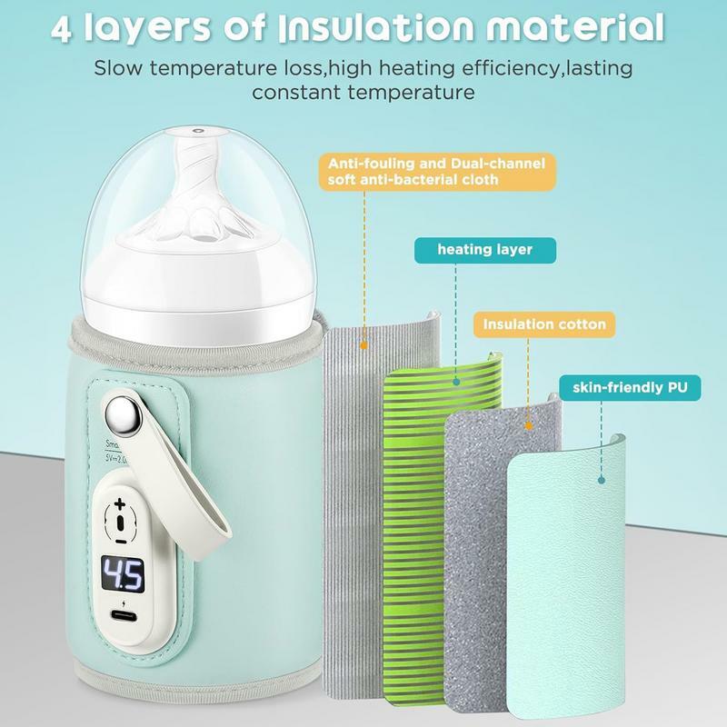 Draadloze Fles Warmer Usb Opladen Melk Warmer Cover Herbruikbare Constante Temperatuur Duurzame Melkverwarmer Voor Baby Camping Reizen