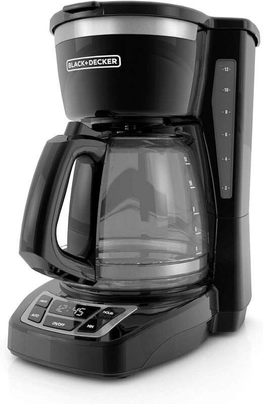 BLACK+DECKER 12-Cup Digital Coffee Maker, CM1160B, Programmable, Washable Basket Filter, Sneak-A-Cup, Auto Brew