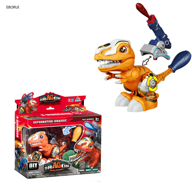 EBORUI STEAM DIY Building Dinos Assembly Dinosaur Toy w/ Shooting Launcher 3D Puzzle for Exercise Hands-on Ability Children Kids