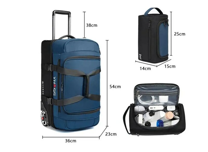 Bolsa de viaje con ruedas para hombre, maleta de mano, equipaje rodante