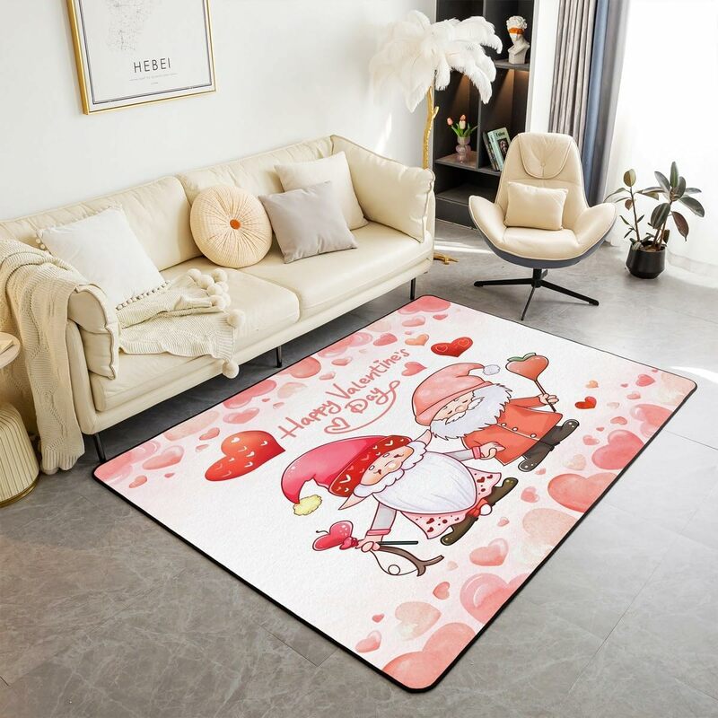 Cartoon Gnome tappeto san valentino Area tappeto per soggiorno RV divano letto Decor stile romantico Love Flower tappetino per interni