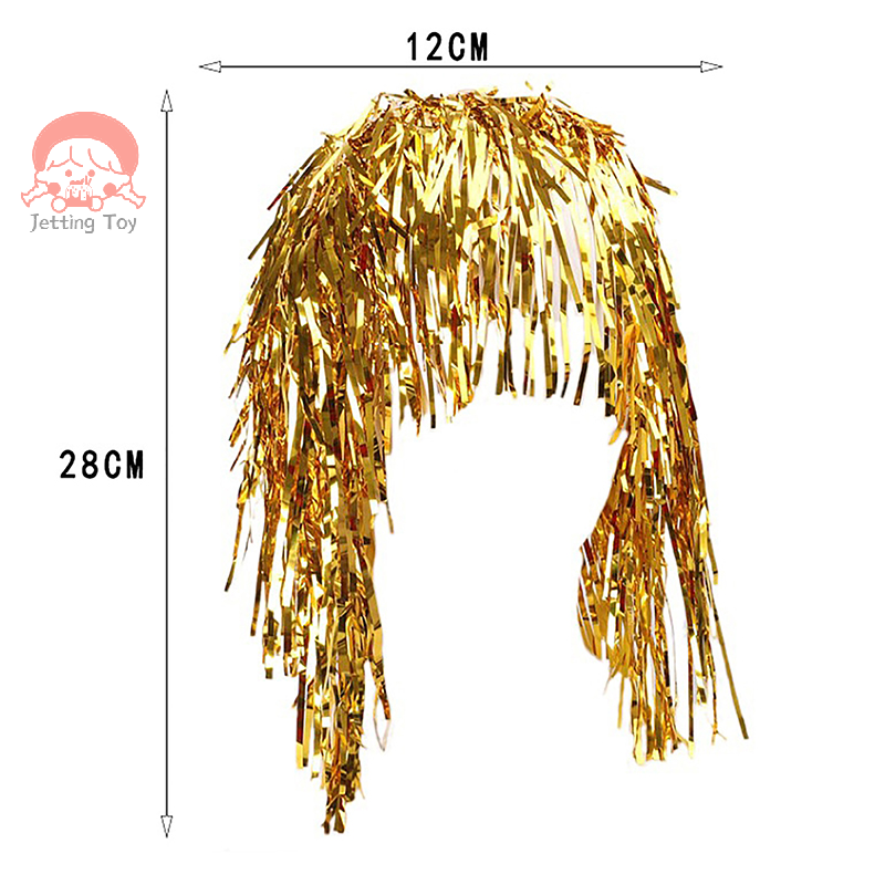 Foil Tinsel Wigs Costume Cosplay Funny Shiny Hat Metallic Hair Accessories For Party Carnival Masquerade Wig
